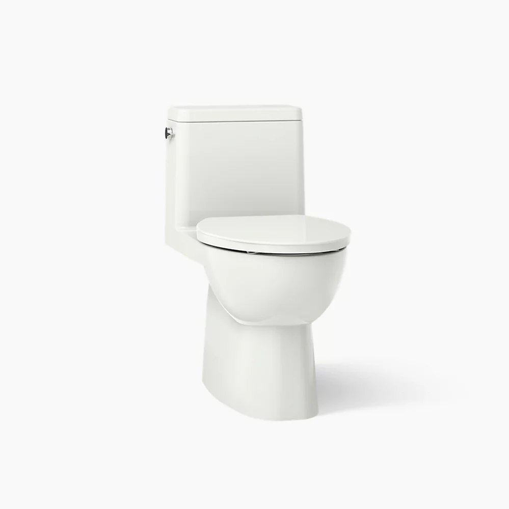 Kohler Reach One-Piece Compact Elongated Toilet With Skirted Trapway, 1.28 GPF Left-Hand Trip Lever