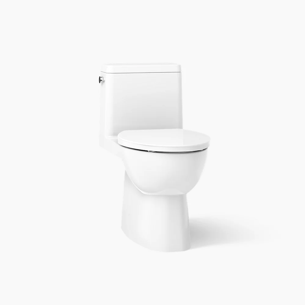 Kohler Reach One-Piece Compact Elongated Toilet With Skirted Trapway, 1.28 GPF Left-Hand Trip Lever