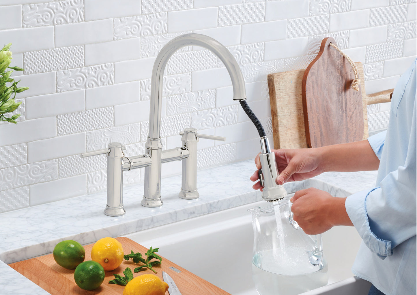 Blanco Empressa Pull-Down Bridge Kitchen Faucet 1.5 GPM