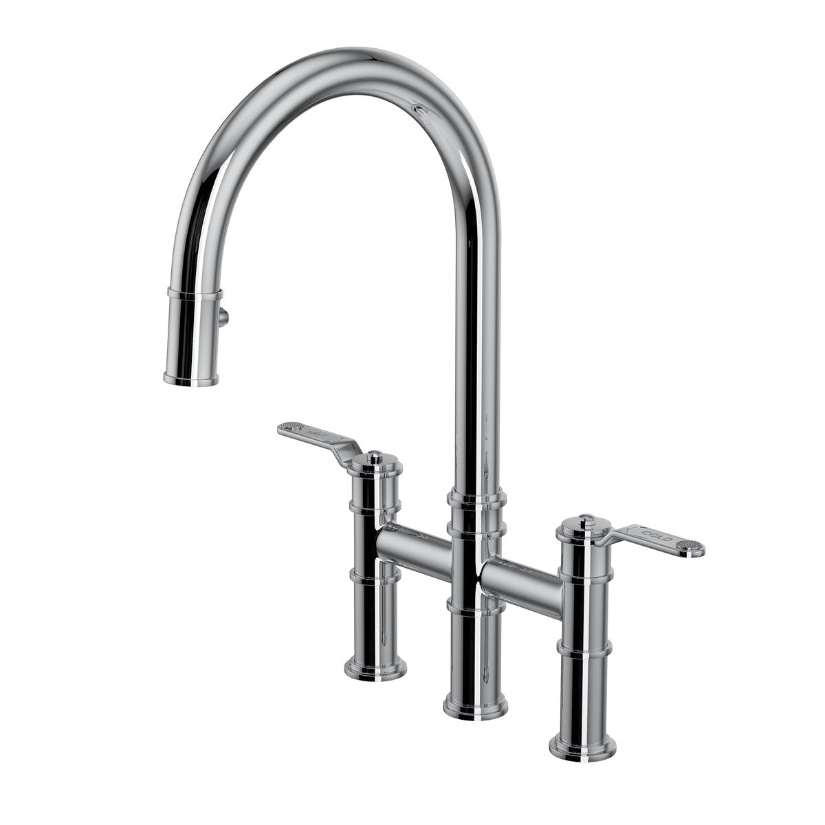 Perrin & Rowe Armstrong Pull-Down Bridge Kitchen Faucet With C-Spout Dual Spray 1.8 GPM