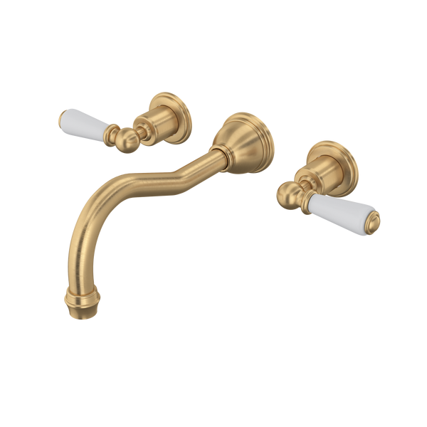 Perrin & Rowe Edwardian Wall Mount Tub Filler Trim With Column Spout Lever Handle