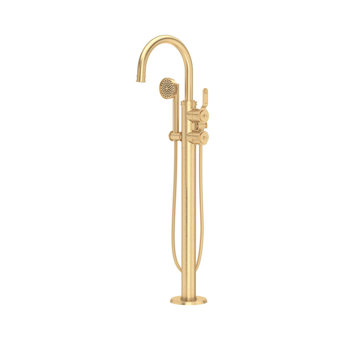 Perrin & Rowe Armstrong Single Hole Floor Mount Tub Filler Trim With C-Spout