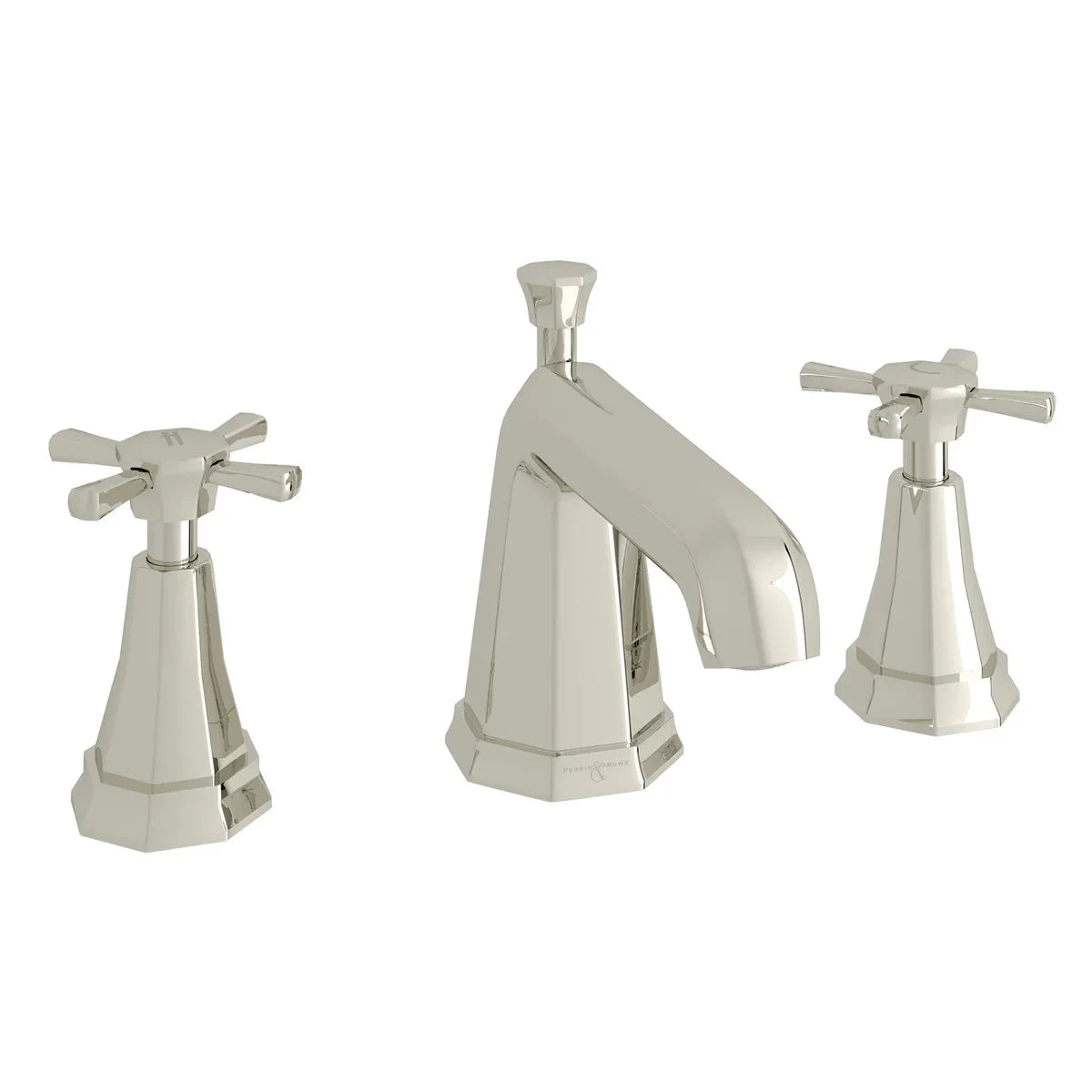 Perrin & Rowe Deco High Neck Widespread Bathroom Faucet, Cross Handle