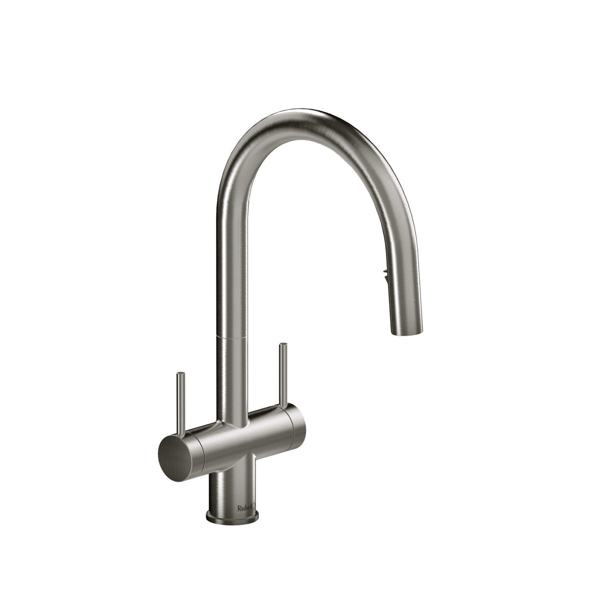 Riobel Azure Two Handle Pull-Down Kitchen Faucet With C-Spout Dual Spray 1.5 GPM