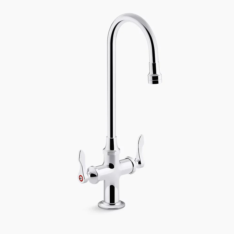 Kohler Triton Bowe 1.0 GPM Monoblock Gooseneck Bathroom Sink Faucet, Aerated Flow & Lever Handles, No Drain