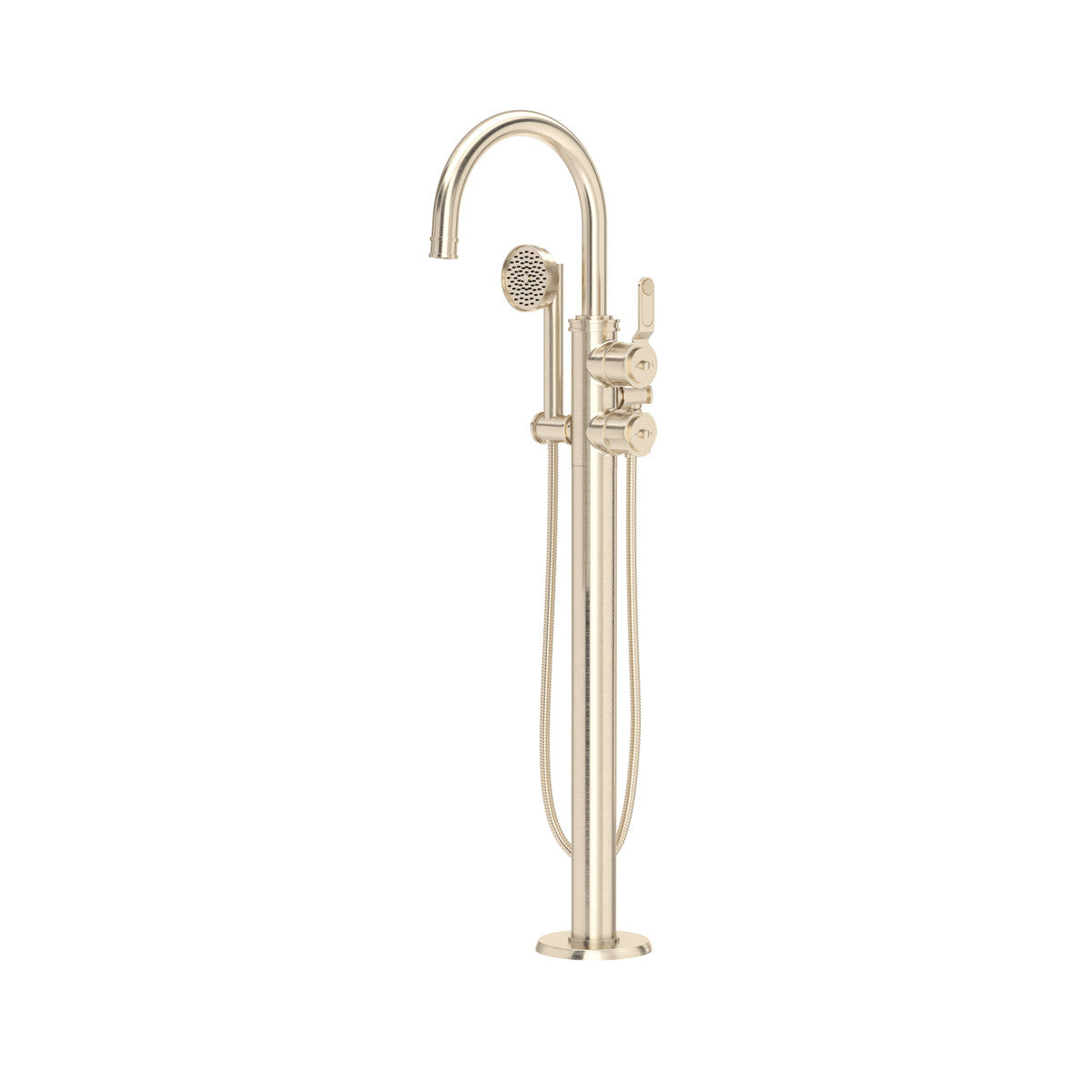 Perrin & Rowe Armstrong Single Hole Floor Mount Tub Filler Trim With C-Spout