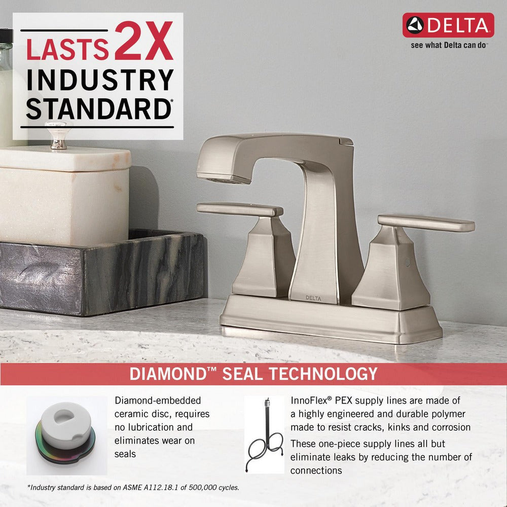 Delta Ashlyn Two Handle Centerset Lavatory Faucet - Metal Pop-Up