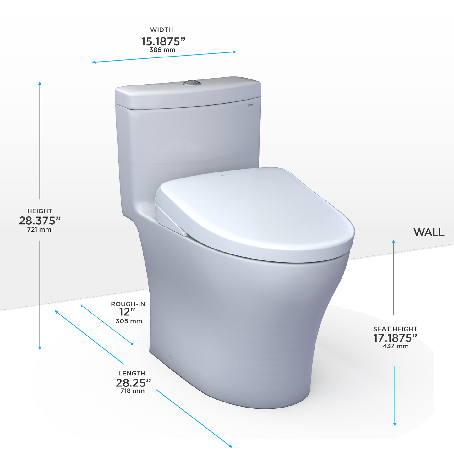 TOTO Aquia IV Washlet+ S7 One-Piece Toilet, 1.28/0.9 GPF, Universal Height