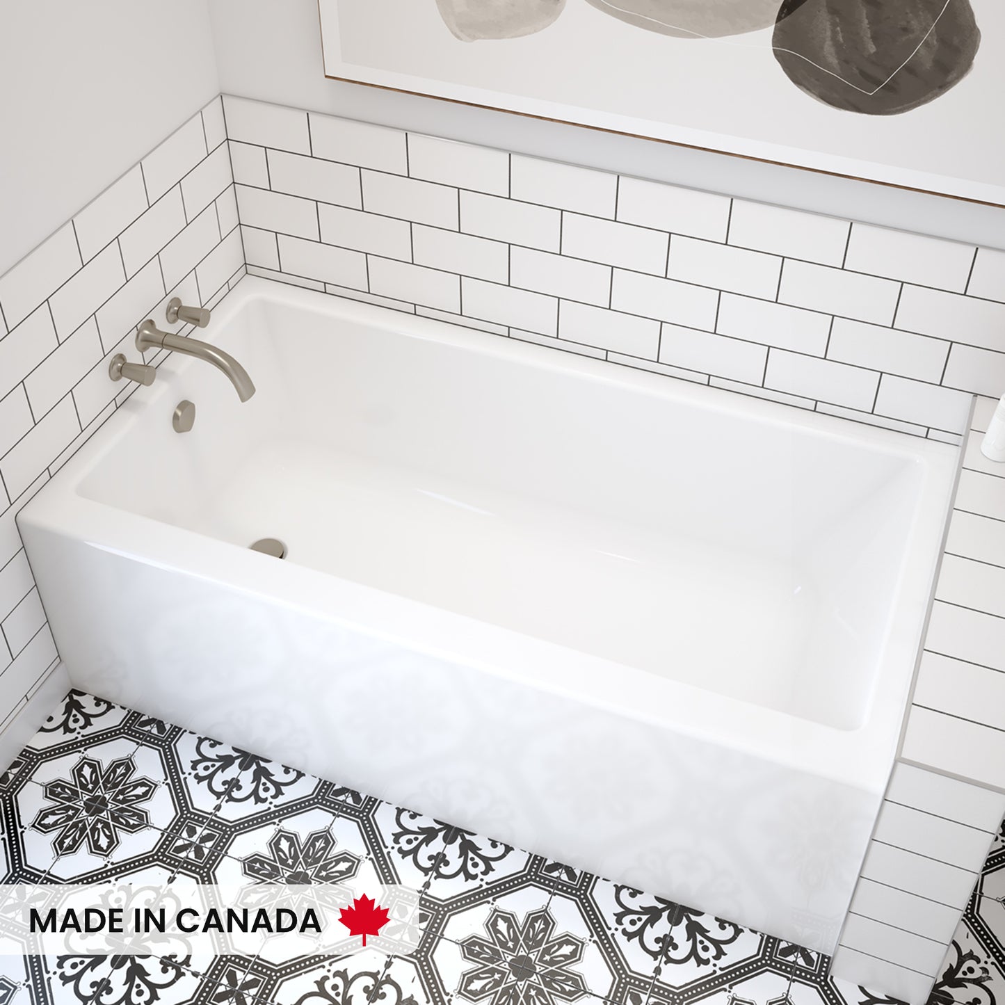 Maax Rubix 6032 AFR Acrylic Alcove Left/Right-Hand Drain Bathtub in White