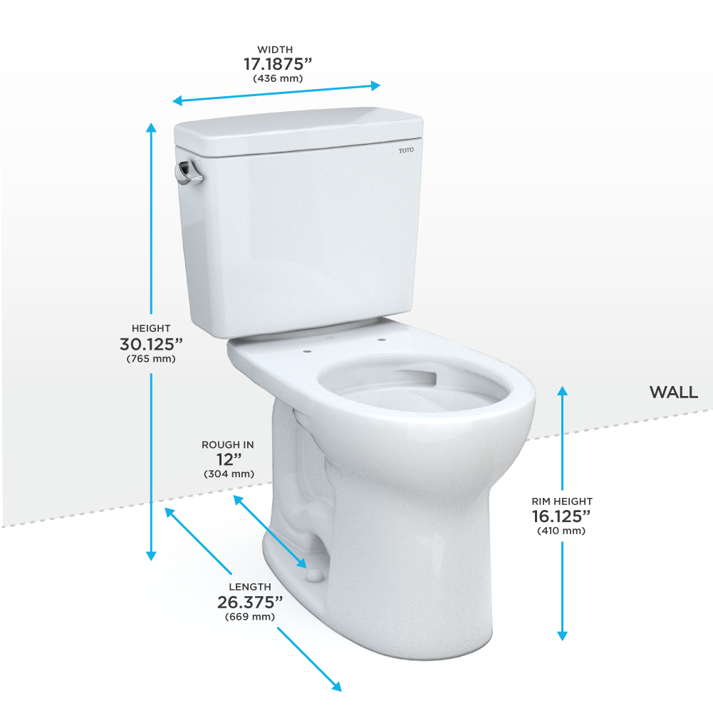 TOTO Drake Two-piece Toilet - 1.28 GPF - Round - Universal Height
