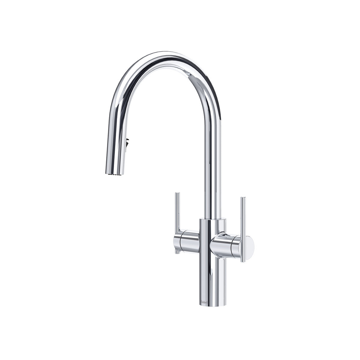 Riobel Lateral Two Handle Pull-Down Kitchen Faucet With C-Spout