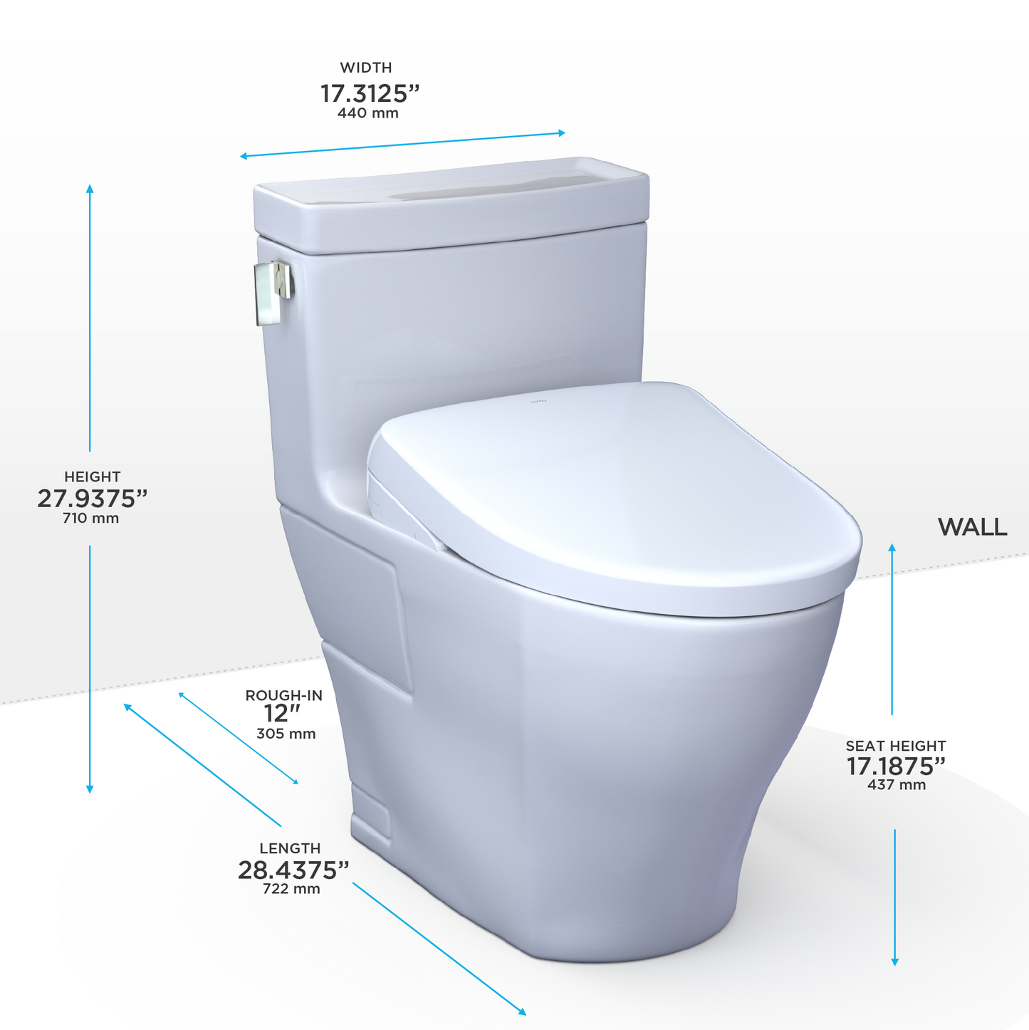 TOTO Legato Washlet+ S7A One-Piece Toilet - 1.28 GPF - Universal Height