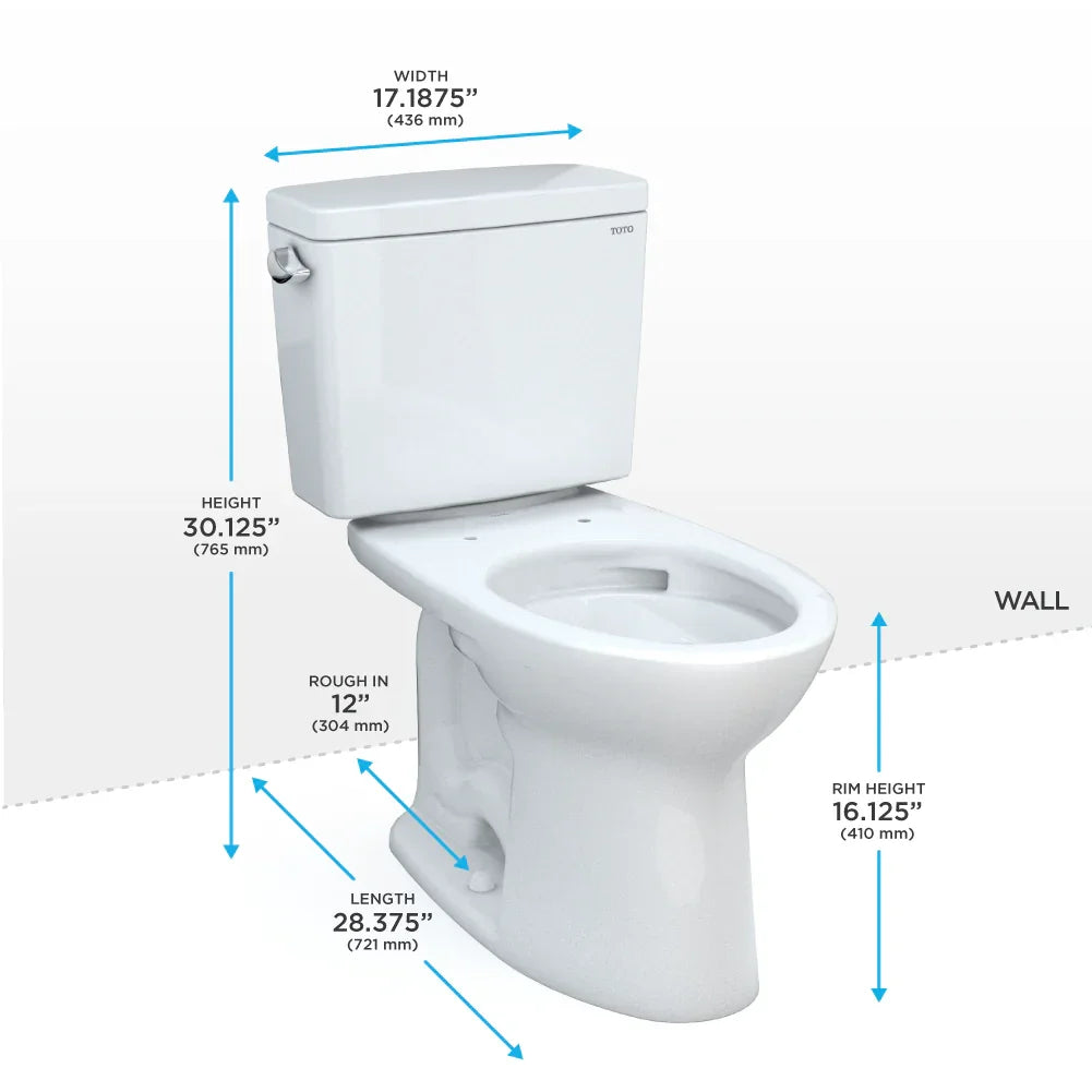 TOTO Drake Two-Piece Elongated Toilet With 10" Rough-In - Universal Height 1.28 GPF
