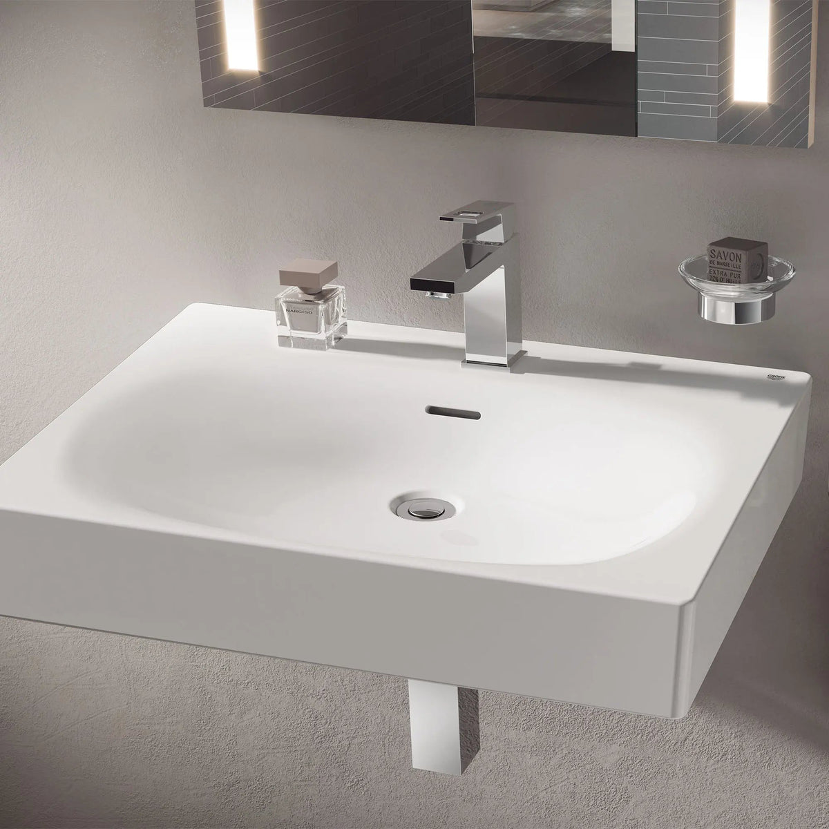Grohe Eurocube wall mount bathroom sink in white