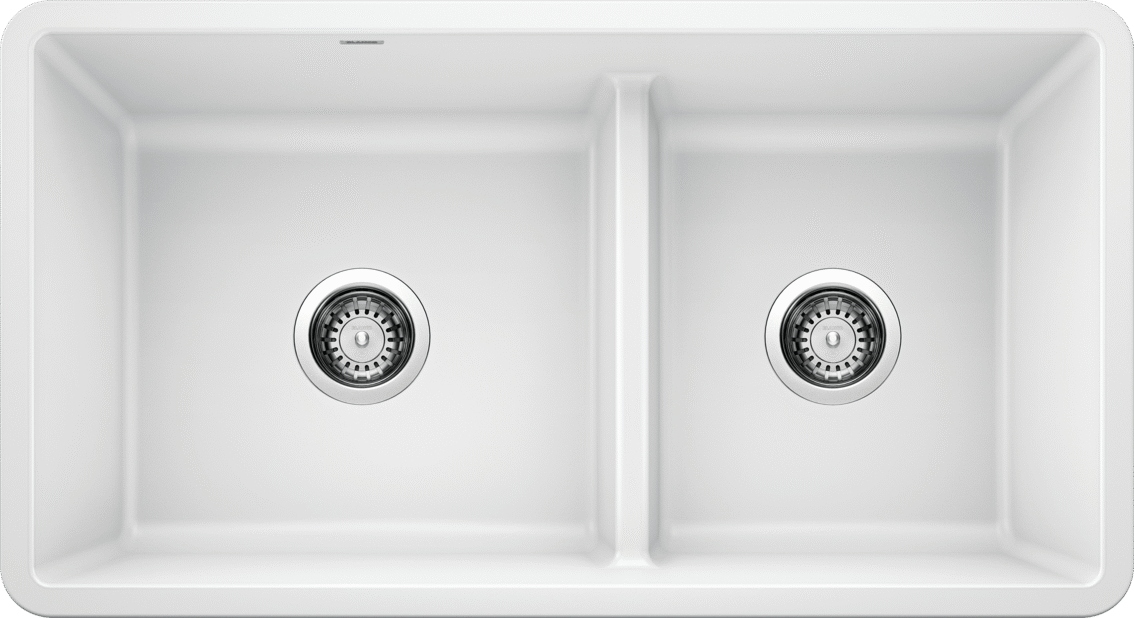 Blanco Precis U 1 3/4 Bowl Low Divide Undermount Kitchen Sink - White