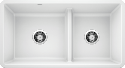 Blanco Precis U 1 3/4 Bowl Low Divide Undermount Kitchen Sink - White