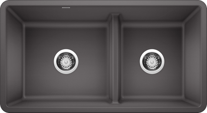 Blanco Precis U 1 3/4 Bowl Low Divide Undermount Kitchen Sink - Cinder