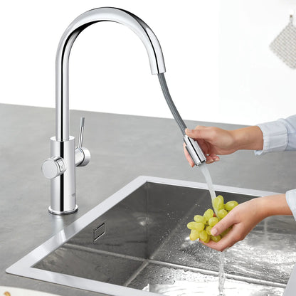 Grohe Blue Single-Handle Pull Down Kitchen Faucet Single Spray with Chilled & Sparkling Water