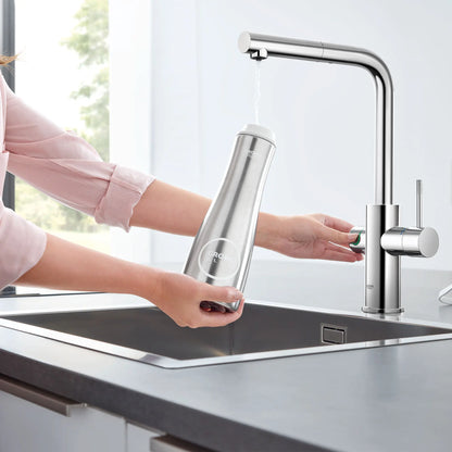 Mitigeur de cuisine Grohe Blue à bec douchette extractible, un jet (6,6 L/min), avec eau réfrigérée et eau pétillante - 31608