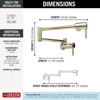 1165LF Pot Filler Polished Nickel