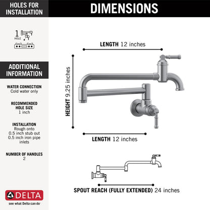 Delta Broderick Wall Mount Pot Filler - 1190LFL