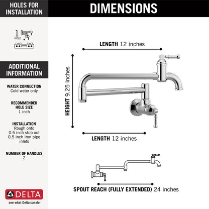 Delta Broderick Wall Mount Pot Filler - 1190LFL