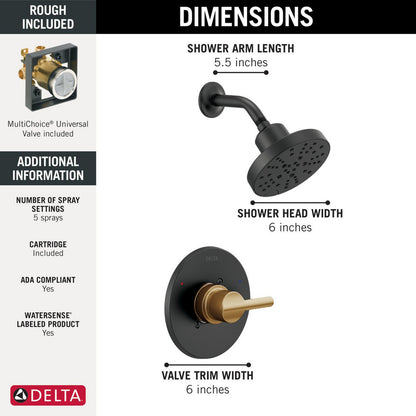 Delta Nicoli Monitor 14 Series H2Okinetic Shower - 142749