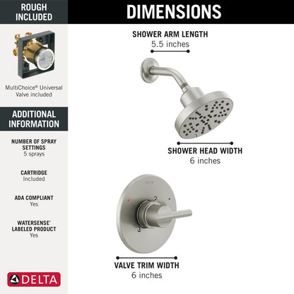 Delta Nicoli Monitor 14 Series H2Okinetic Shower - 142749