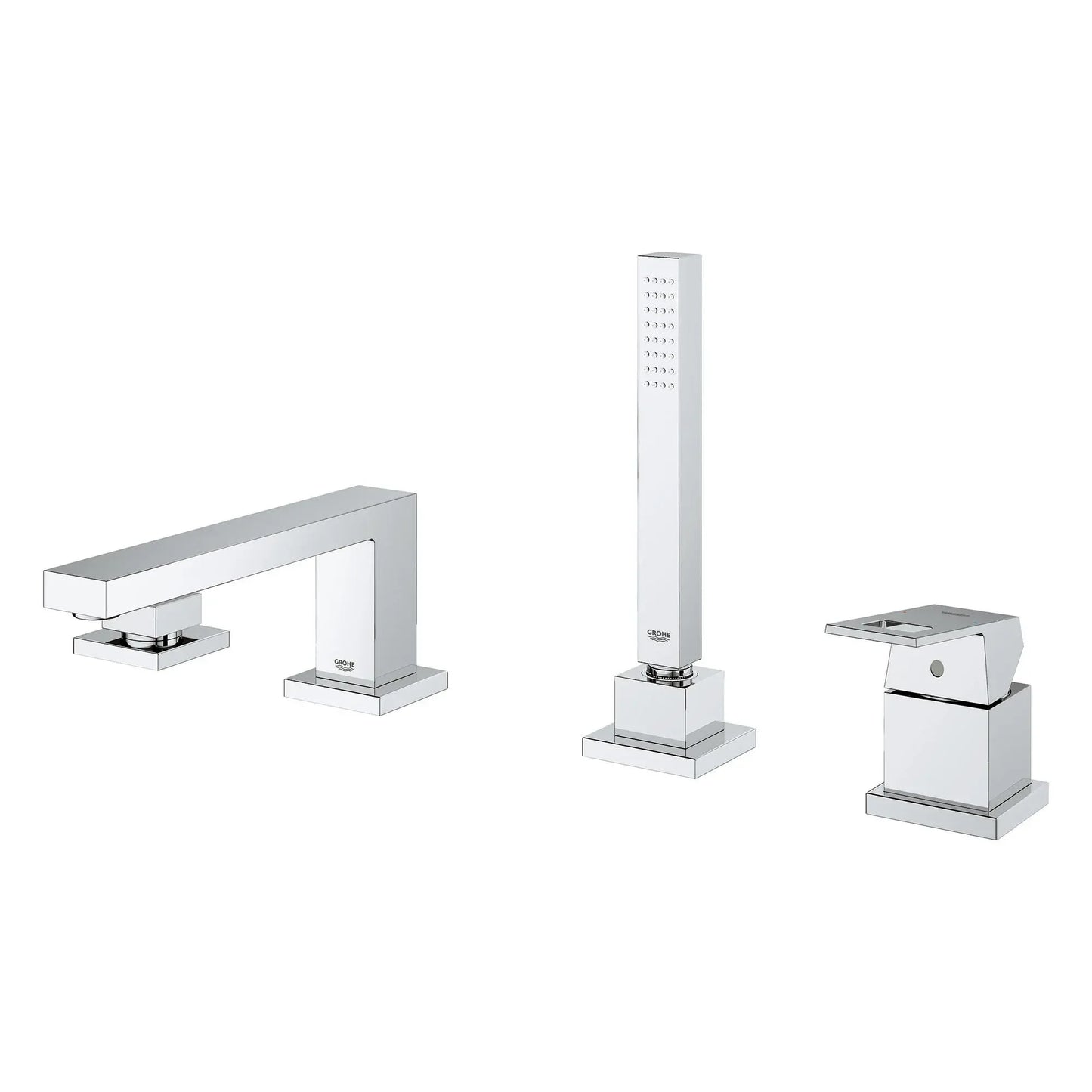 Grohe Eurocube 4-Hole Single-Handle Deck Mount Roman Tub Faucet with (1.75 gpm) Hand Shower