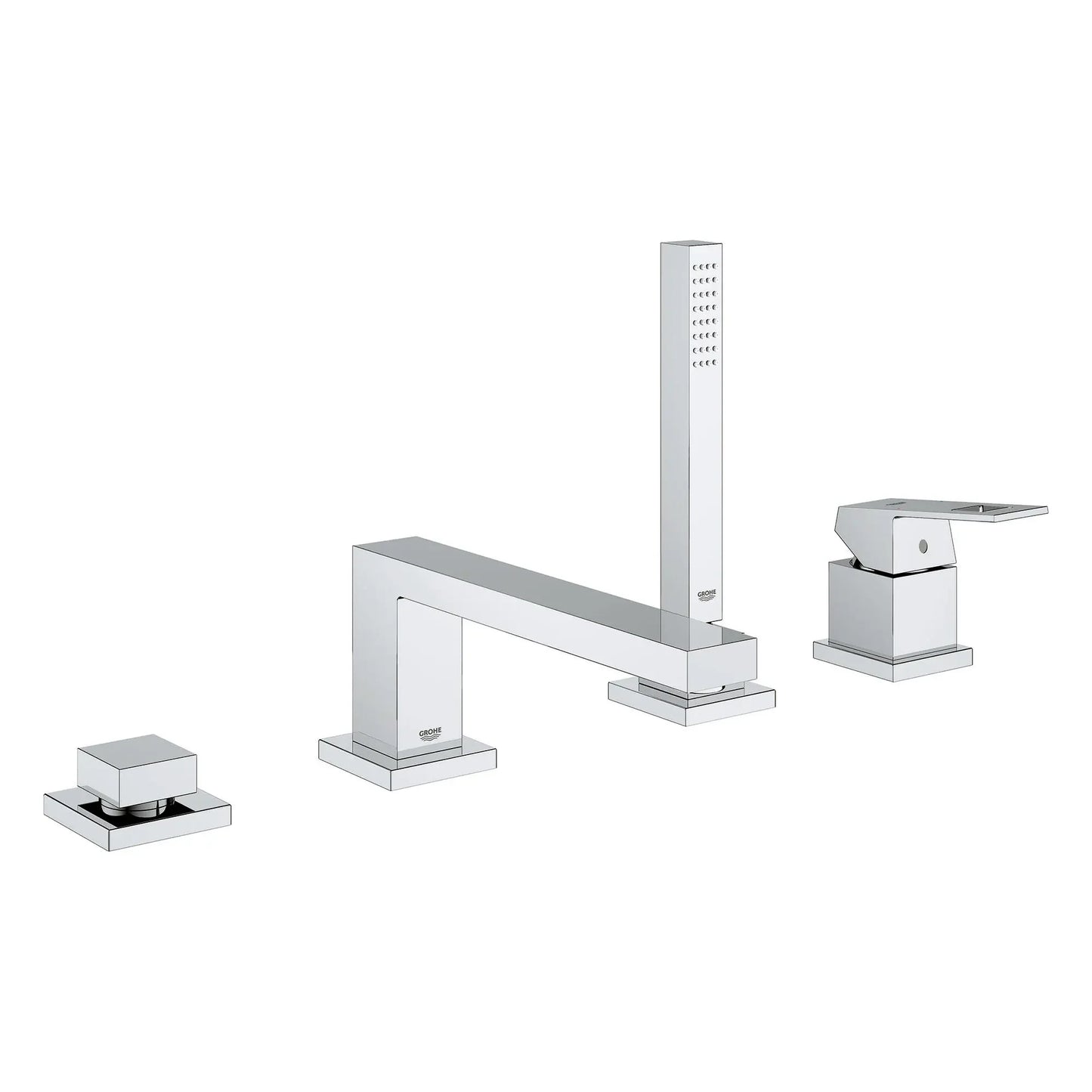 Grohe Eurocube 4-Hole Single-Handle Deck Mount Roman Tub Faucet with (1.75 gpm) Hand Shower
