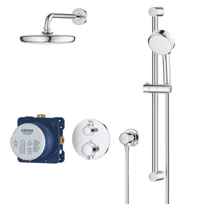 Grohe Grohtherm Round Thermostatic Shower Kit with Rough-In Valve, 7.1 GPM