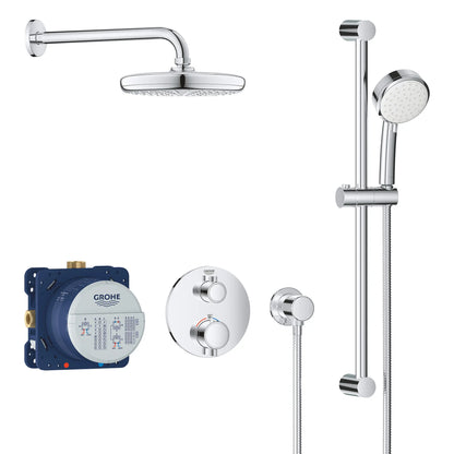 Grohe Grohtherm Round Thermostatic Shower Kit with Rough-In Valve, 7.1 GPM