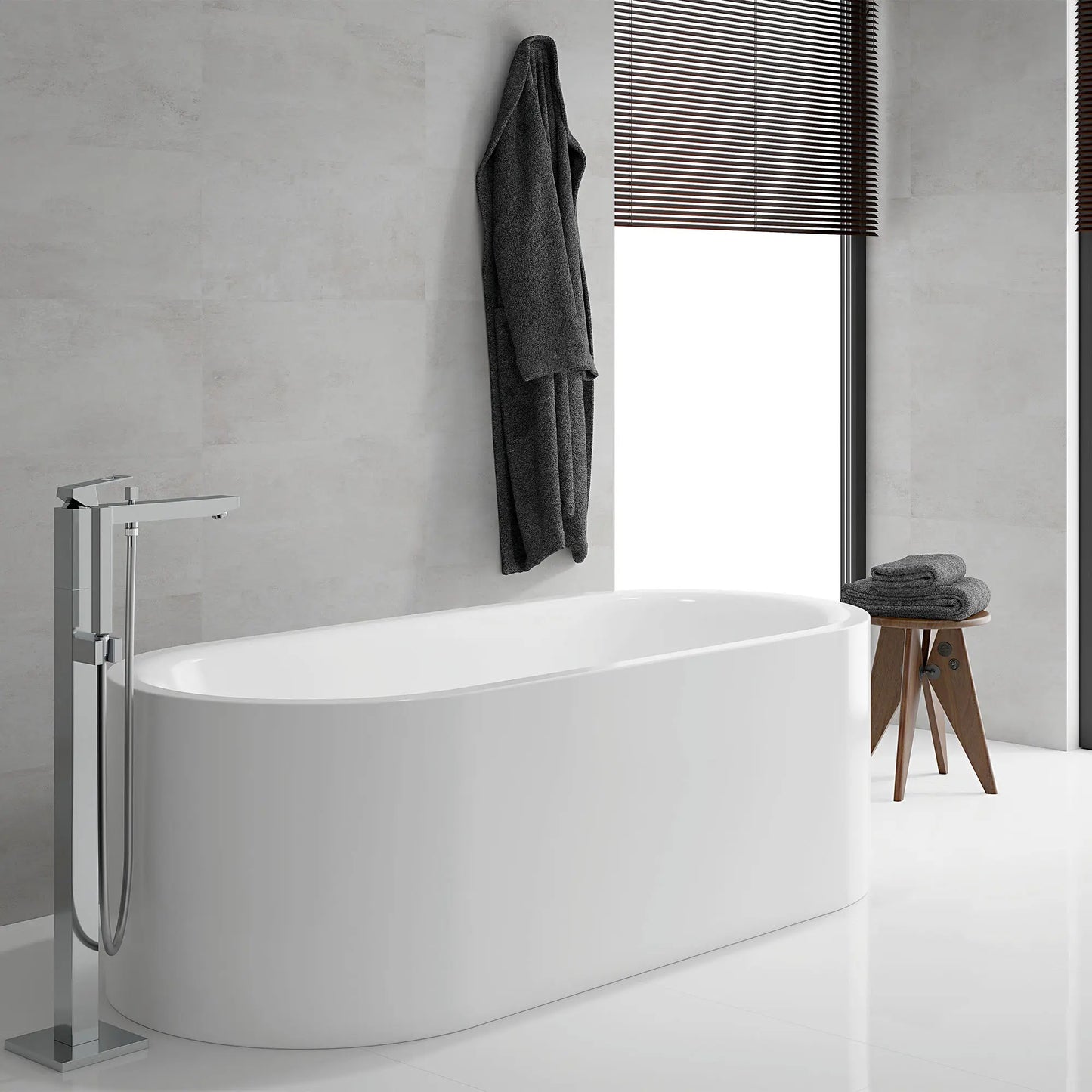 Grohe Eurocube® Single-Handle Freestanding Tub Faucet With 6.6 L/Min (1.75 Gpm) Hand Shower