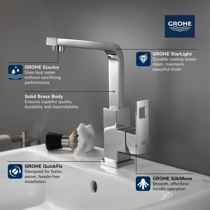 Grohe Eurocube Single Hole Single-Handle L-Size Bathroom Faucet 4.5 L/min (1.2 gpm) - 23184