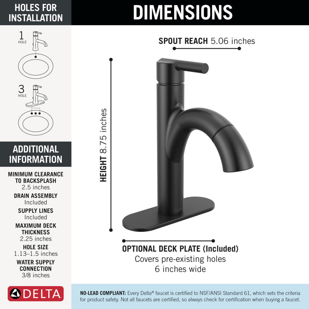 Delta Single Handle Pull-Down Bathroom Faucet - 15749LF