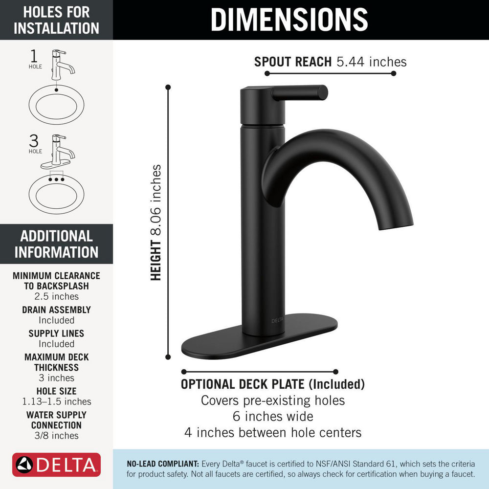 Delta Nicoli Single Handle Bathroom Faucet - 15749LF