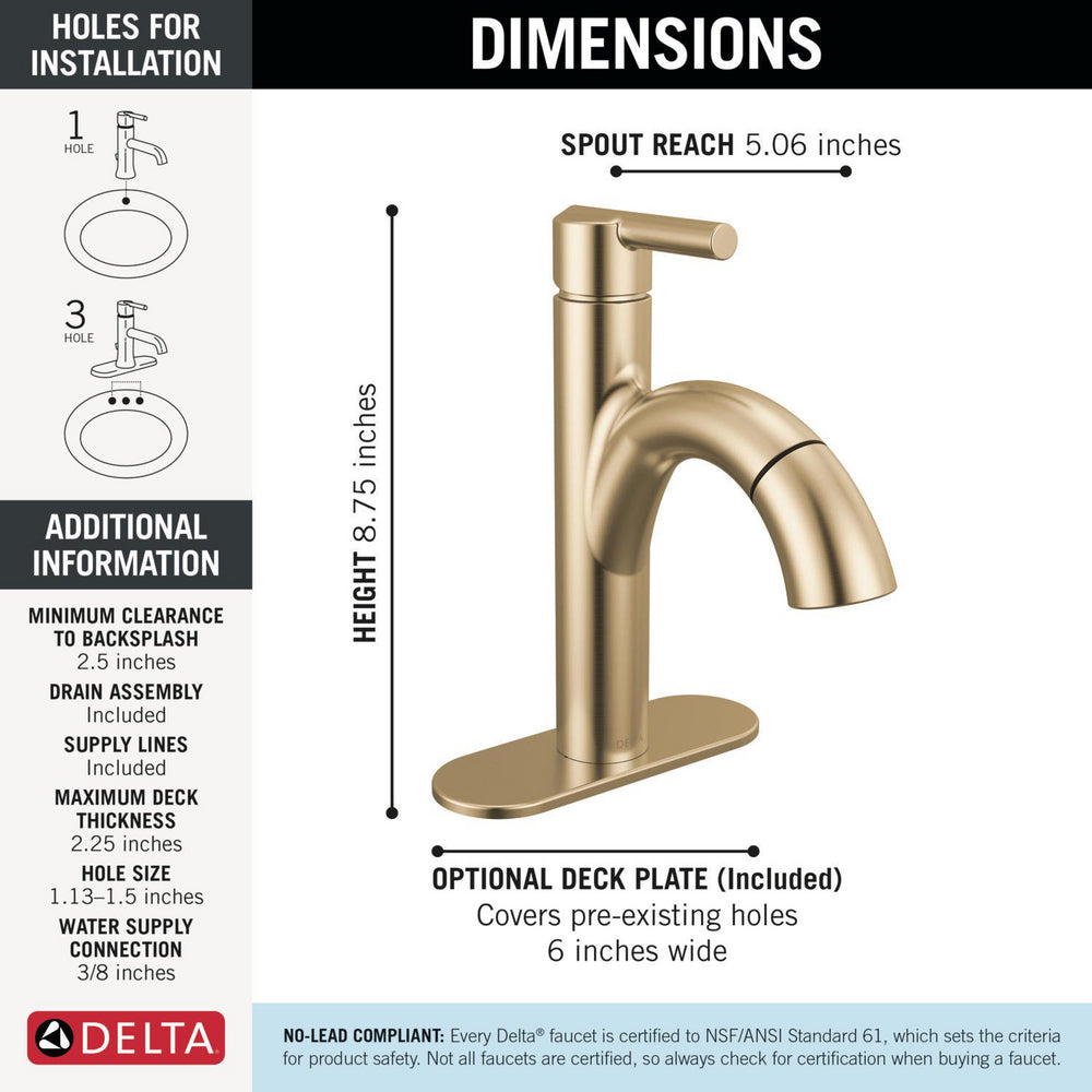Delta Single Handle Pull-Down Bathroom Faucet - 15749LF