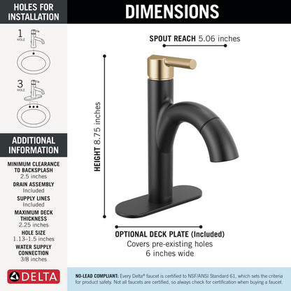 Delta Single Handle Pull-Down Bathroom Faucet - 15749LF