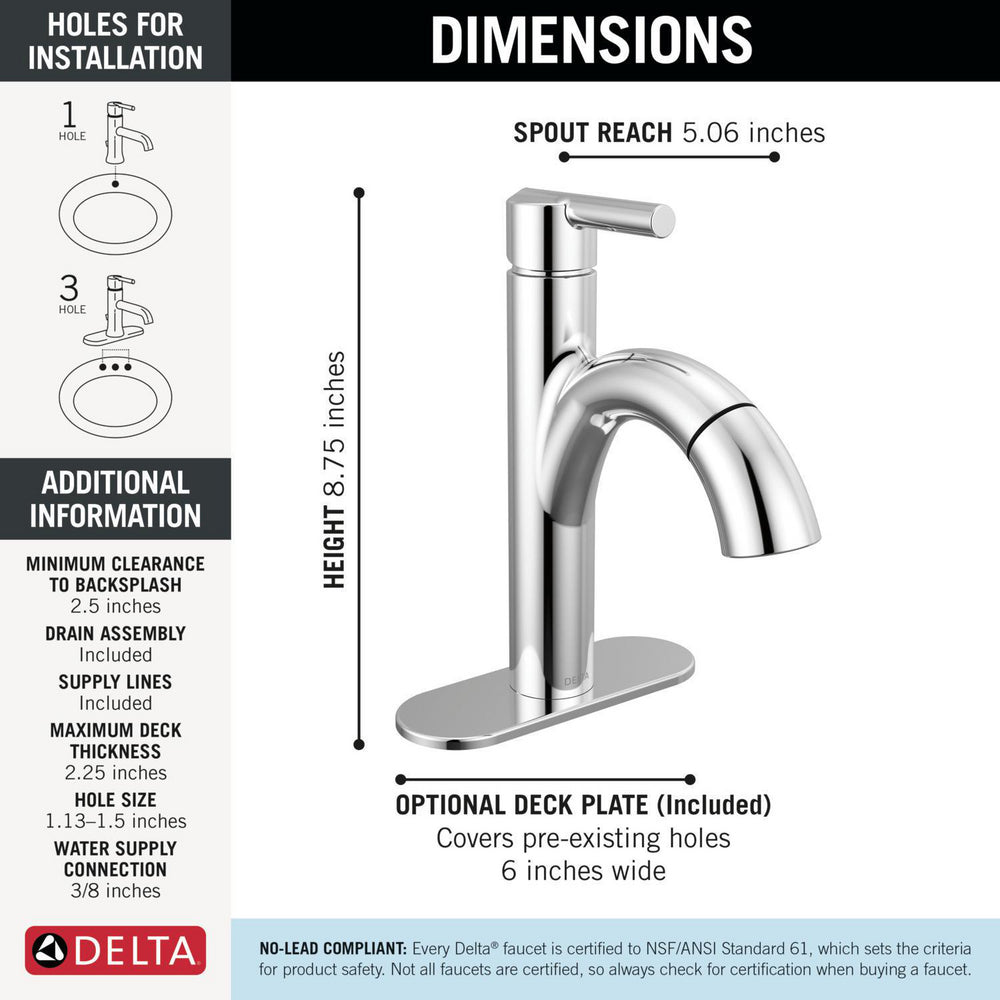 Delta Single Handle Pull-Down Bathroom Faucet - 15749LF