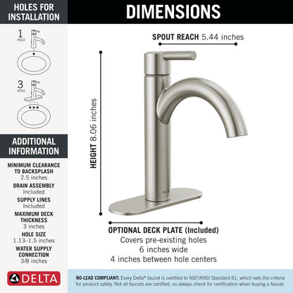 Delta Nicoli Single Handle Bathroom Faucet - 15749LF