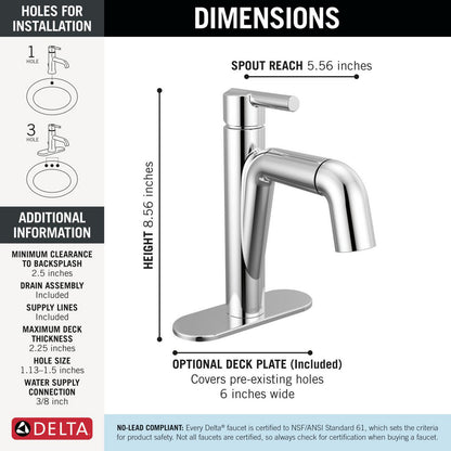 Delta Single Handle Pull-Down Bathroom Faucet - 15849LF