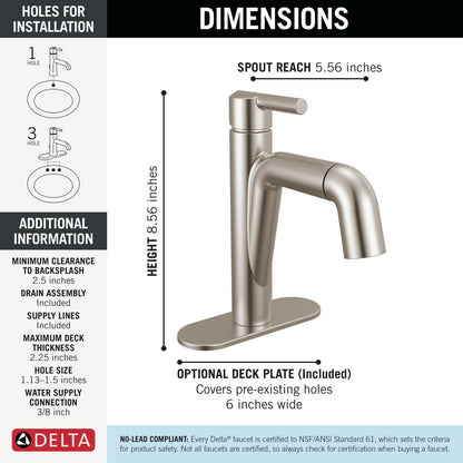 Delta Single Handle Pull-Down Bathroom Faucet - 15849LF