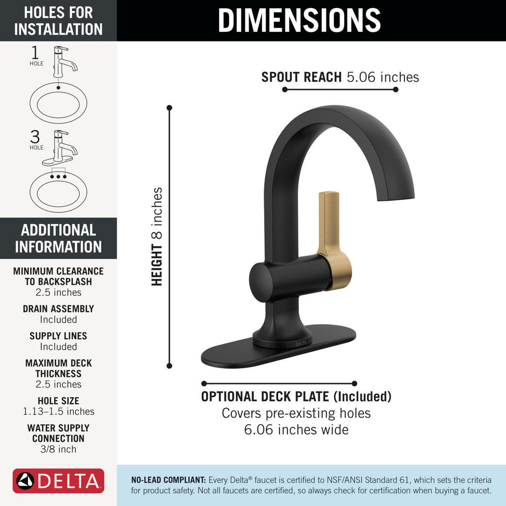 Delta Single Handle Bathroom Faucet - 15855LF