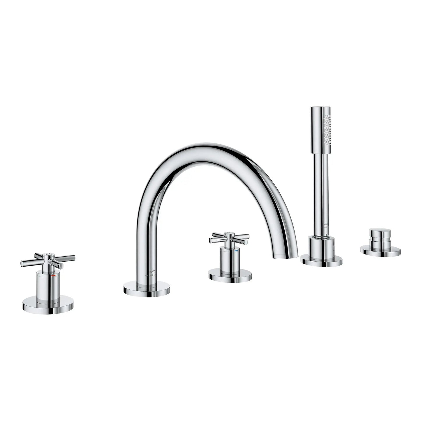 Grohe Atrio New 5-Hole 2-Handle Deck Mount Roman Tub Faucet with 6.6 L/min (1.75 GPM) Hand Shower - 25274