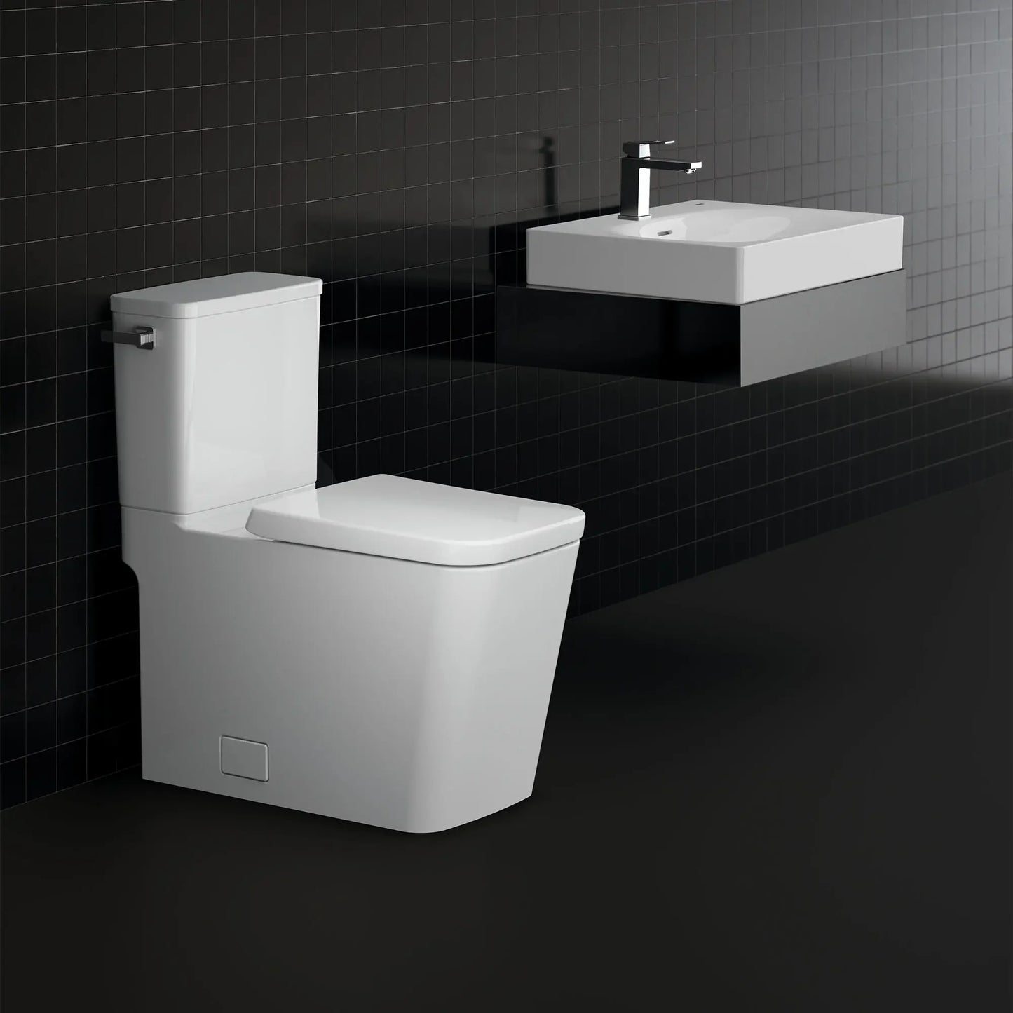 Grohe Eurocube 2-piece 4.8 Lpf (1.28 gpf) Right-Hand Trip Lever Right Height Elongated Toilet - 39662