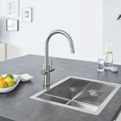 Grohe Blue Single-Handle Pull Down Kitchen Faucet Single Spray with Chilled & Sparkling Water