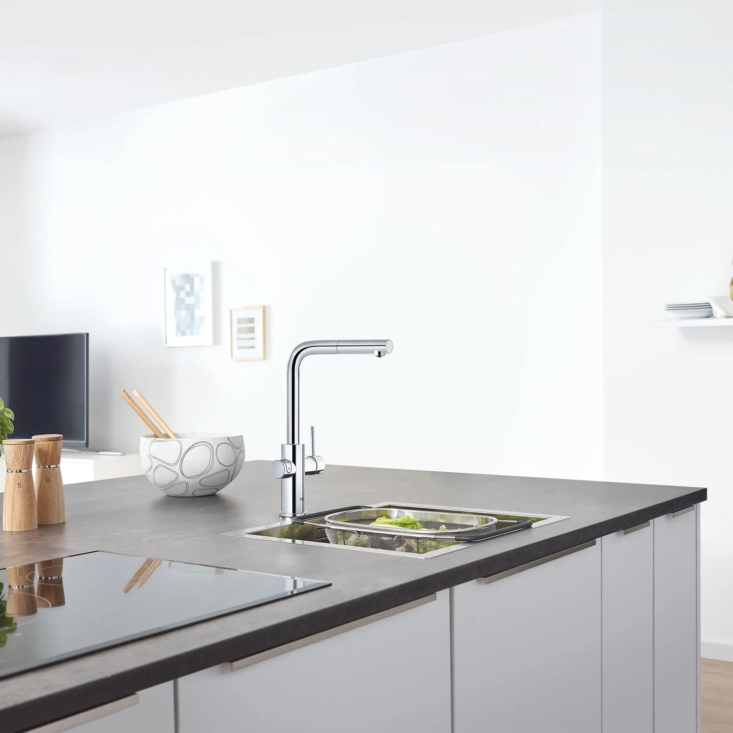 Mitigeur de cuisine Grohe Blue à bec douchette extractible, un jet (6,6 L/min), avec eau réfrigérée et eau pétillante - 31608