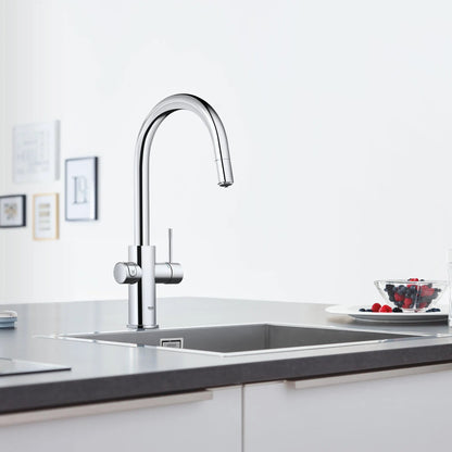 Grohe Blue Single-Handle Pull Down Kitchen Faucet Single Spray with Chilled & Sparkling Water