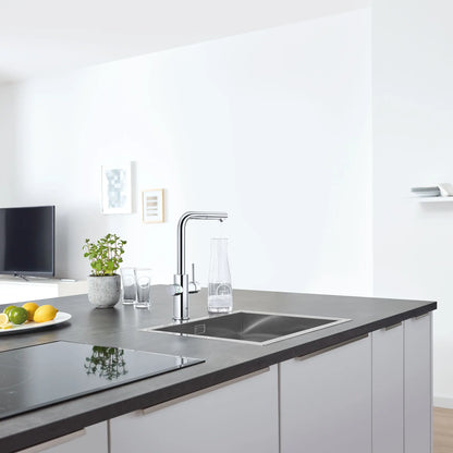 Mitigeur de cuisine Grohe Blue à bec douchette extractible, un jet (6,6 L/min), avec eau réfrigérée et eau pétillante - 31608