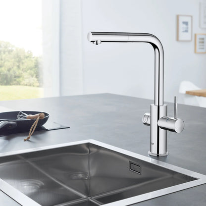 Mitigeur de cuisine Grohe Blue à bec douchette extractible, un jet (6,6 L/min), avec eau réfrigérée et eau pétillante - 31608